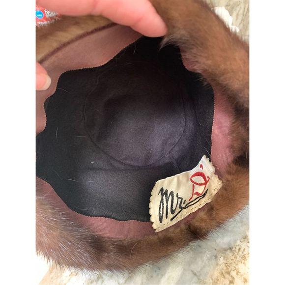 Vintage Mr D Brown Mink Pill Box Hat #mink #vintage - Picture 3 of 5